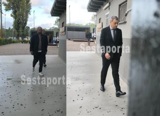 Il presidente Comolli incontra la squadra, il suo arrivo a San Piero a Grado prima delle 9 del mattino